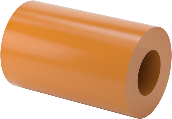 Aşınmaya Dayanıklı Poliüretan Kauçuk Yuvarlak Boru, Yarı Şeffaf, 2" Uzunluk, 1-1/4" OD