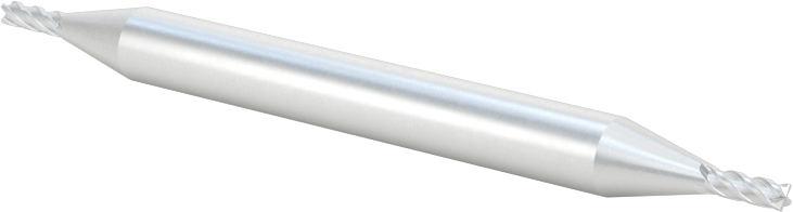 İki Freze Ucu Olan Yüksek Hızlı Çelik Kare Uçlu Freze, Kaplamasız, 4 Kanallı, 1/16" Freze Çapı, 2-1/4" Toplam Uzunluk