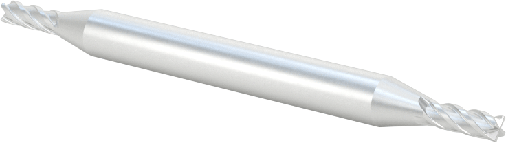 İki Freze Ucu Olan Yüksek Hızlı Çelik Kare Uçlu Freze, Kaplamasız, 4 Kanallı, 3/32" Freze Çapı, 2-1/4" Toplam Uzunluk