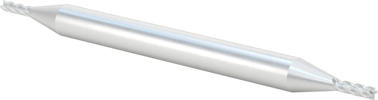 İki Freze Ucu Olan Yüksek Hızlı Çelik Kare Uçlu Freze, Kaplamasız, 4 Kanallı, 1/16" Freze Çapı, 2-1/2" Toplam Uzunluk