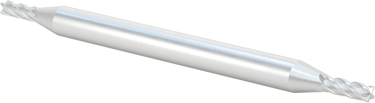 İki Freze Ucu Olan Yüksek Hızlı Çelik Kare Uçlu Freze, Kaplamasız, 4 Kanallı, 3/32" Freze Çapı, 2-5/8" Toplam Uzunluk