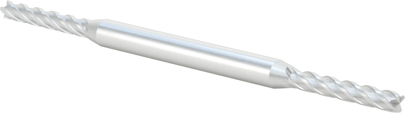 İki Freze Ucu Olan Yüksek Hızlı Çelik Kare Uçlu Freze, Kaplamasız, 4 Kanallı, 1/8" Freze Çapı, 3-1/8" Toplam Uzunluk