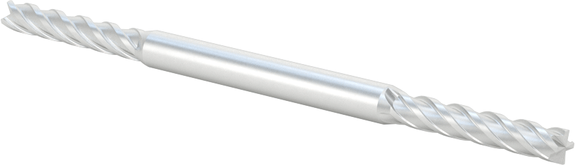 İki Freze Ucu Olan Yüksek Hızlı Çelik Kare Uçlu Freze, Kaplamasız, 4 Kanallı, 5/32" Freze Çapı, 3-1/4" Toplam Uzunluk