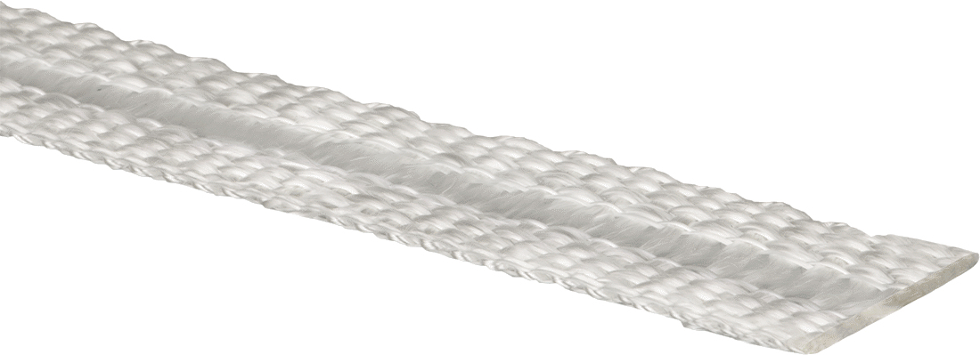 Yüksek Sıcaklık Oluklu Halat Kenar Contası, Düz Arka, 1-1/4" Genişlik, 1/16" Kalınlık, 25 Fit Uzunluk