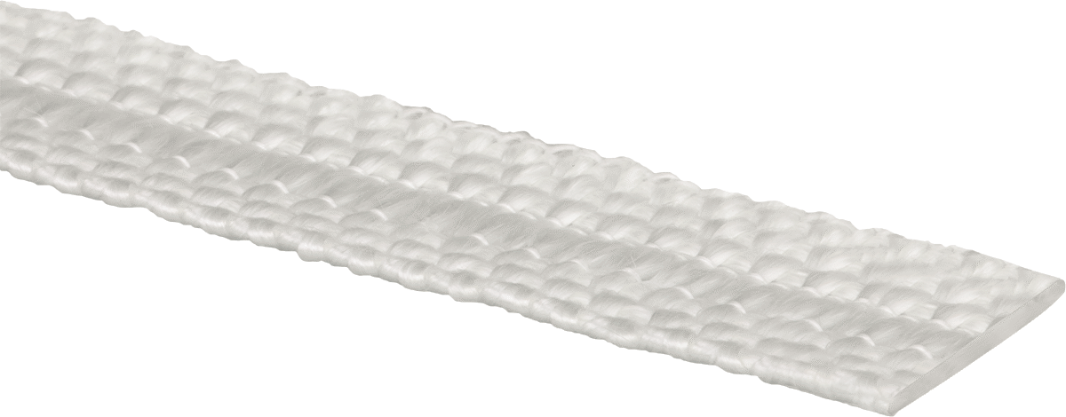 Yüksek Sıcaklık Oluklu Halat Kenar Contası, Düz Arka, 1-1/4" Genişlik, 1/8" Kalınlık, 25 Fit Uzunluk