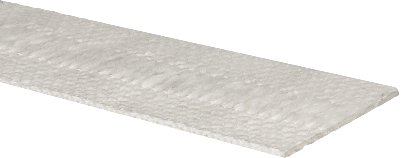 Yüksek Sıcaklık Oluklu Halat Kenar Contası, Düz Arka, 3-1/2" Genişlik, 1/8" Kalınlık, 25 Fit Uzunluk