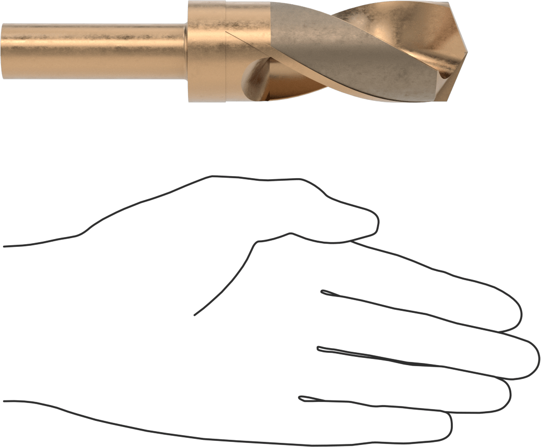 3/4" Çaplı Daraltılmış Şaftlı Kobalt Çelik Matkap Ucu, 1-3/8" Boyut