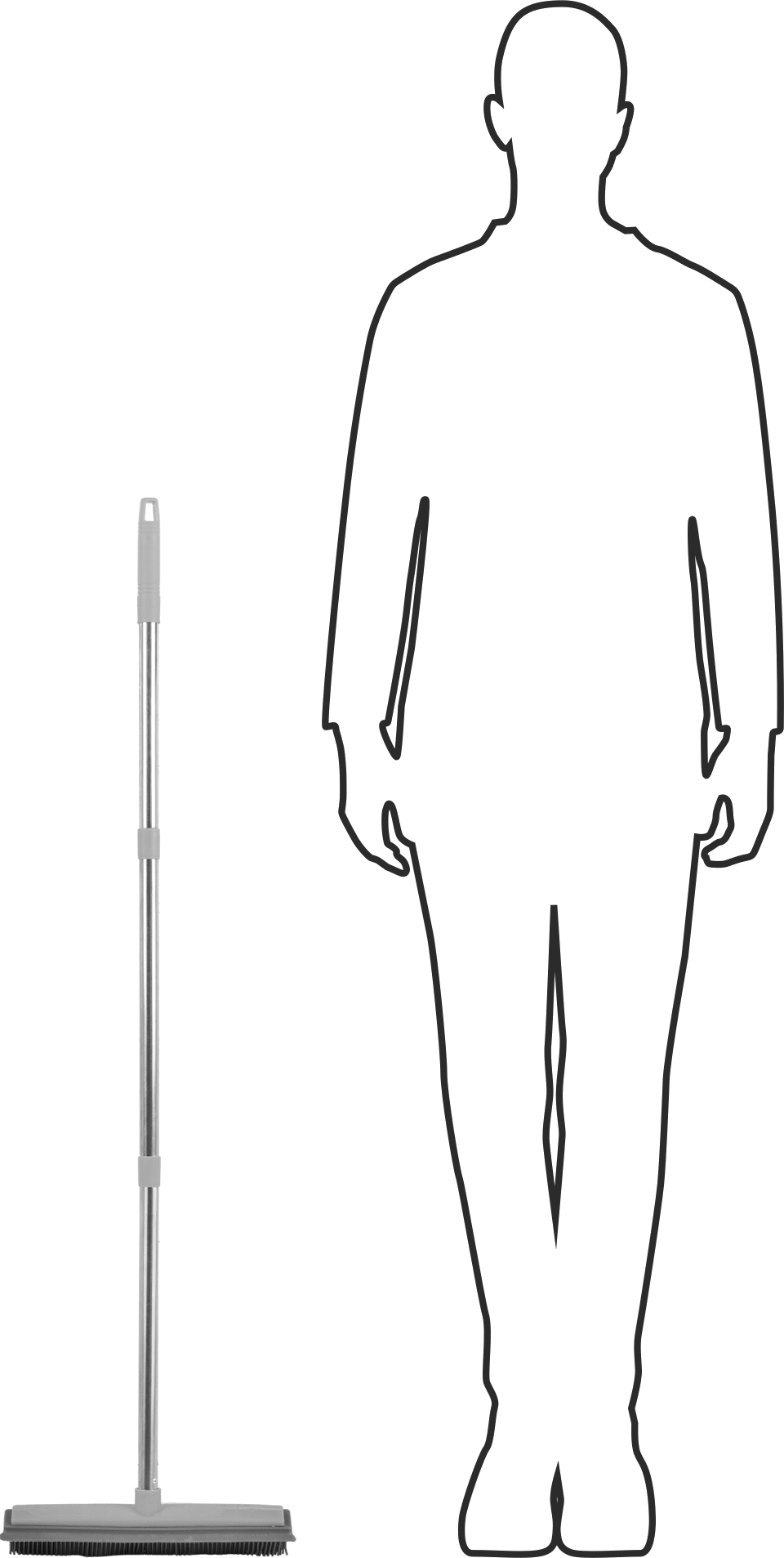 Süpürge/Zemin Sileceği, 12-3/4" Genişlik, 44-1/4" Uzunlukta Tutamak