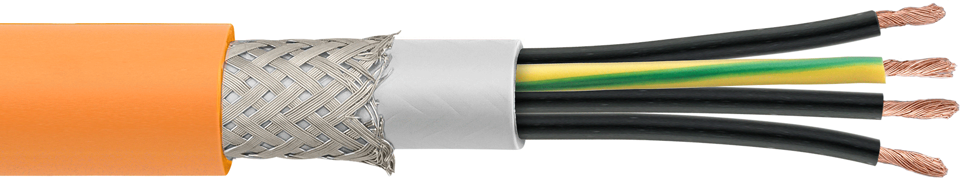 Servomotor Sürekli Esnek Kablo, Dört 14 Kalibre Güç Kablosu