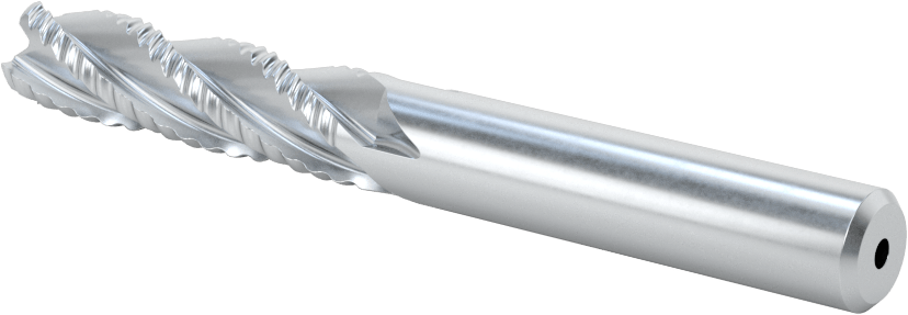 Kaplamasız Kaba İşleme Kobalt Çelik Kare Uçlu Freze, 4 Kanallı, 3/8" Freze Çapı, 3-1/4" Toplam Uzunluk, Kaba