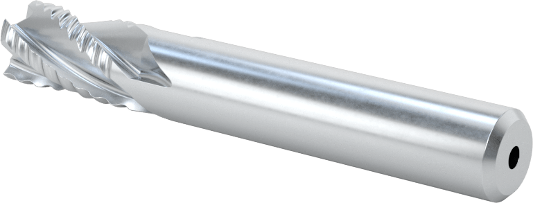 Kaplamasız Kaba İşleme Kobalt Çelik Kare Uçlu Freze, 4 Kanallı, 3/8" Freze Çapı, 2-1/2" Toplam Uzunluk, Kaba