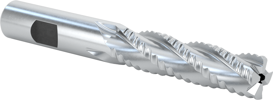 Kaplamasız Kaba İşleme Kobalt Çelik Kare Uçlu Freze, 4 Kanallı, 5/8" Freze Çapı, 4-5/8" Toplam Uzunluk, Kaba