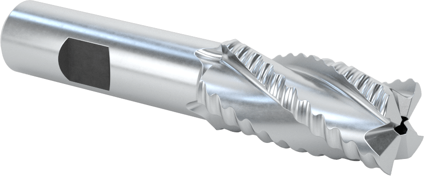 Kaplamasız Kaba İşleme Kobalt Çelik Kare Uçlu Freze, 4 Kanallı, 3/4" Freze Çapı, 3-3/4" Toplam Uzunluk, Kaba