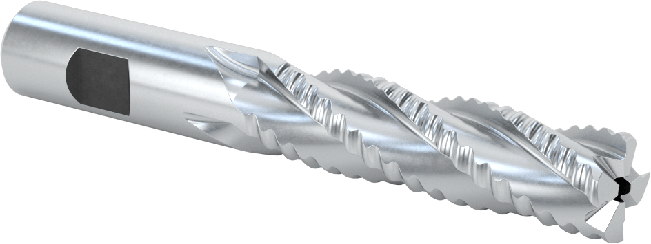 Kaplamasız Kaba İşleme Kobalt Çelik Kare Uçlu Freze, 4 Kanallı, 3/4" Freze Çapı, 5-1/4" Toplam Uzunluk, Kaba