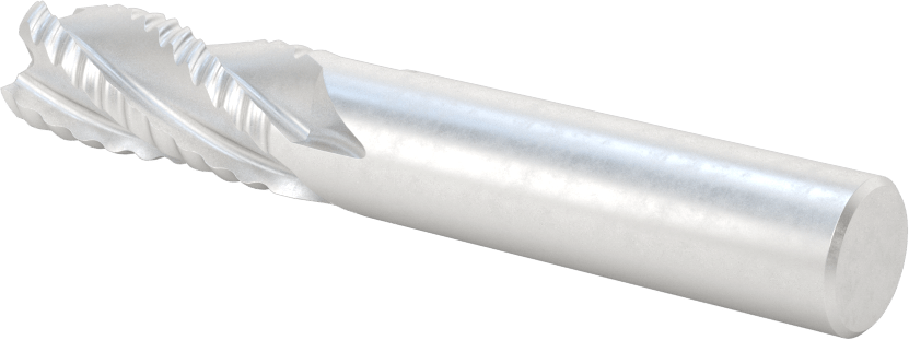 Kaplamasız Kaba İşleme Yüksek Hızlı Çelik Kare Uçlu Freze, 4 Kanallı, 1/2" Freze Çapı, 1/2" Şaft Çapı, 3-1/4" Toplam Uzunluk