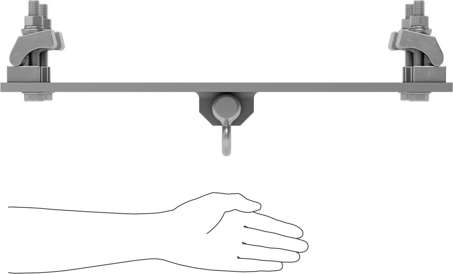 Kancalar ve Askılar için Kiriş Kelepçesi, 16“- 20” Kiriş Genişliği için