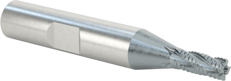 Kaba İşleme Kobalt Çelik Kare Uçlu Freze, TICN, 4 Kanallı, 3/16" Freze Çapı, 2-3/8" Toplam Uzunluk, Kaba