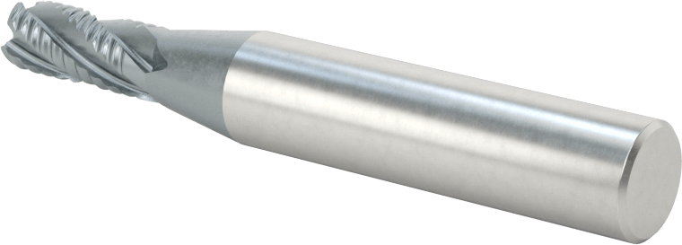 Kaba İşleme Kobalt Çelik Kare Uçlu Freze, TICN, 4 Kanallı, 1/4" Freze Çapı, 2-7/16" Toplam Uzunluk, Kaba