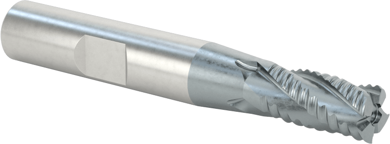 Kaba İşleme Kobalt Çelik Kare Uçlu Freze, TICN, 4 Kanallı, 5/16" Freze Çapı, 2-1/2" Toplam Uzunluk, Kaba
