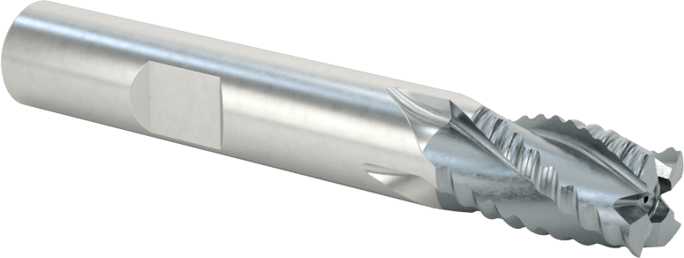 Kaba İşleme Kobalt Çelik Kare Uçlu Freze, TICN, 4 Kanallı, 3/8" Freze Çapı, 2-1/2" Toplam Uzunluk, Kaba