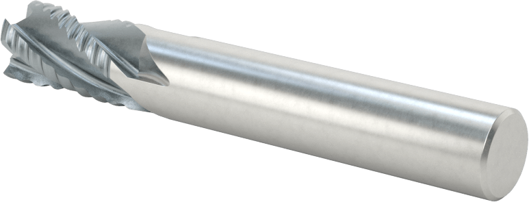 Kaba İşleme Kobalt Çelik Kare Uçlu Freze, TICN, 4 Kanallı, 3/8" Freze Çapı, 2-1/2" Toplam Uzunluk, Kaba
