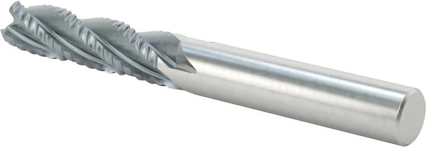 Kaba İşleme Kobalt Çelik Kare Uçlu Freze, TICN, 4 Kanallı, 3/8" Freze Çapı, 3-1/4" Toplam Uzunluk, Kaba