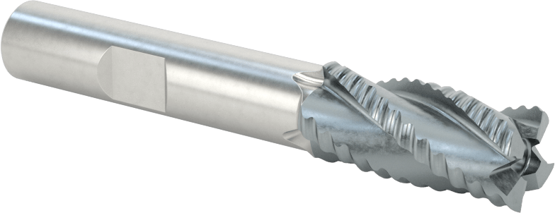 Kaba İşleme Kobalt Çelik Kare Uçlu Freze, TICN, 4 Kanallı, 7/16" Freze Çapı, 2-11/16" Toplam Uzunluk, Kaba