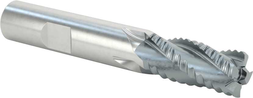 Kaba İşleme Kobalt Çelik Kare Uçlu Freze, TICN, 4 Kanallı, 1/2" Freze Çapı, 3-1/4" Toplam Uzunluk, Kaba