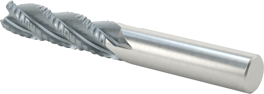 Kaba İşleme Kobalt Çelik Kare Uçlu Freze, TICN, 4 Kanallı, 1/2" Freze Çapı, 4" Toplam Uzunluk, Kaba