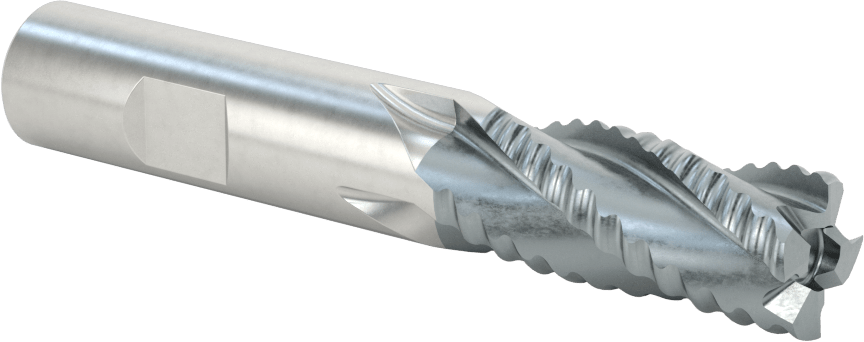 Kaba İşleme Kobalt Çelik Kare Uçlu Freze, TICN, 4 Kanallı, 5/8" Freze Çapı, 3-3/4" Toplam Uzunluk, Kaba