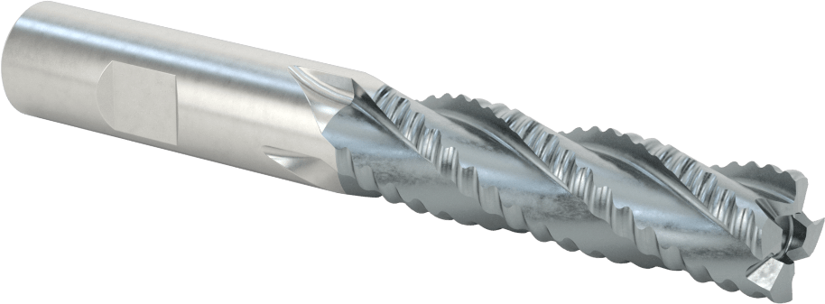 Kaba İşleme Kobalt Çelik Kare Uçlu Freze, TICN, 4 Kanallı, 5/8" Freze Çapı, 4-5/8" Toplam Uzunluk, Kaba