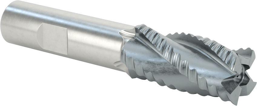 Kaba İşleme Kobalt Çelik Kare Uçlu Freze, TICN, 4 Kanallı, 3/4" Freze Çapı, 3-3/4" Toplam Uzunluk, Kaba