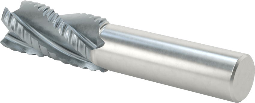 Kaba İşleme Kobalt Çelik Kare Uçlu Freze, TICN, 4 Kanallı, 3/4" Freze Çapı, 3-3/4" Toplam Uzunluk, Kaba