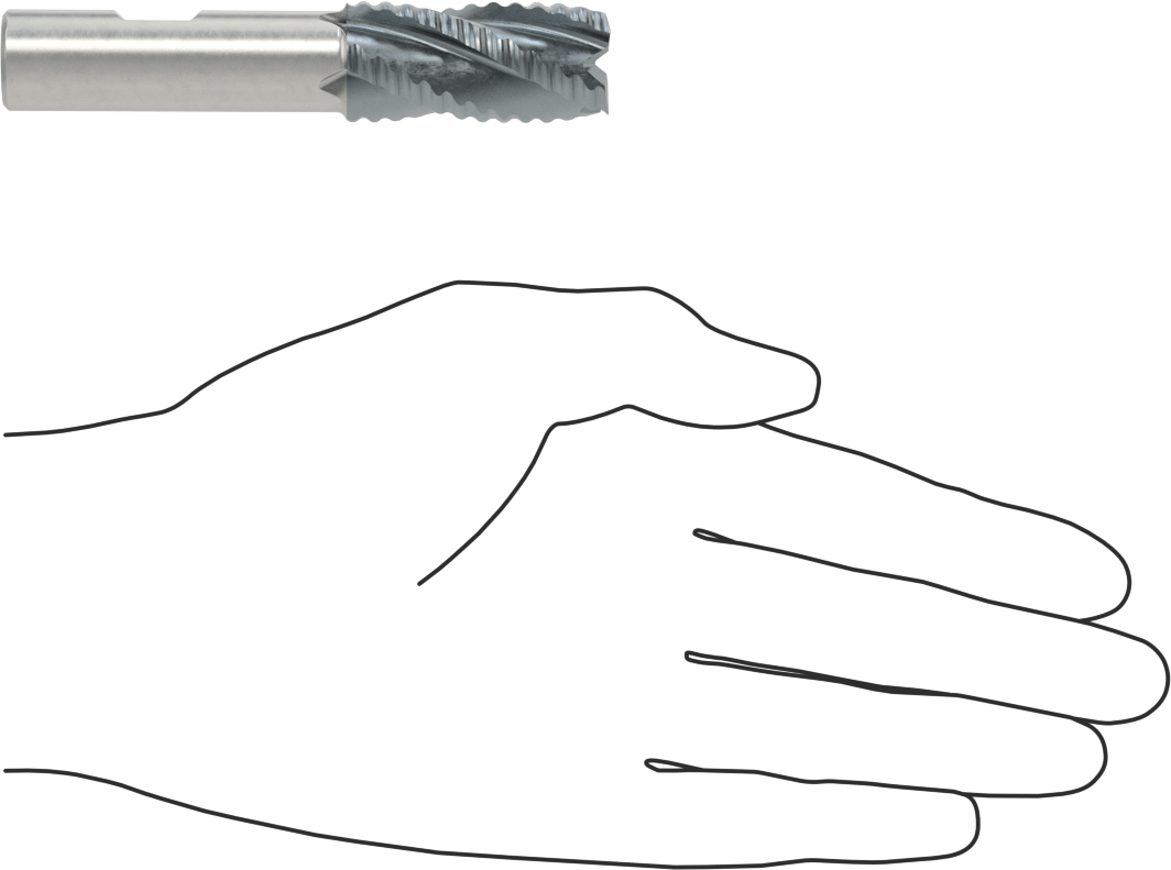 Kaba İşleme Kobalt Çelik Kare Uçlu Freze, TICN, 4 Kanallı, 3/4" Freze Çapı, 3-3/4" Toplam Uzunluk, Kaba