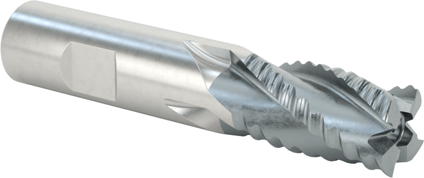 Kaba İşleme Kobalt Çelik Kare Uçlu Freze, TICN, 4 Kanallı, 3/4" Freze Çapı, 3-7/8" Toplam Uzunluk, Kaba
