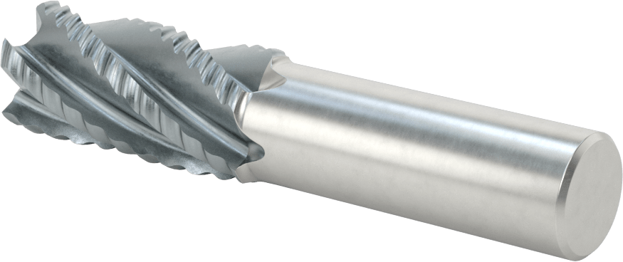 Kaba İşleme Kobalt Çelik Kare Uçlu Freze, TICN, 5 Oluklu, 7/8" Freze Çapı, 4-1/8" Toplam Uzunluk, Kaba
