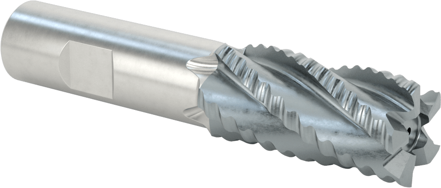 Kaba İşleme Kobalt Çelik Kare Uçlu Freze, TICN, 5 Oluklu, 7/8" Freze Çapı, 4-1/8" Toplam Uzunluk, Kaba