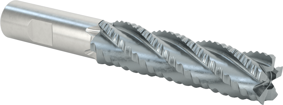Kaba İşleme Kobalt Çelik Kare Uçlu Freze, TICN, 5 Oluklu, 7/8" Freze Çapı, 5-3/4" Toplam Uzunluk, Kaba