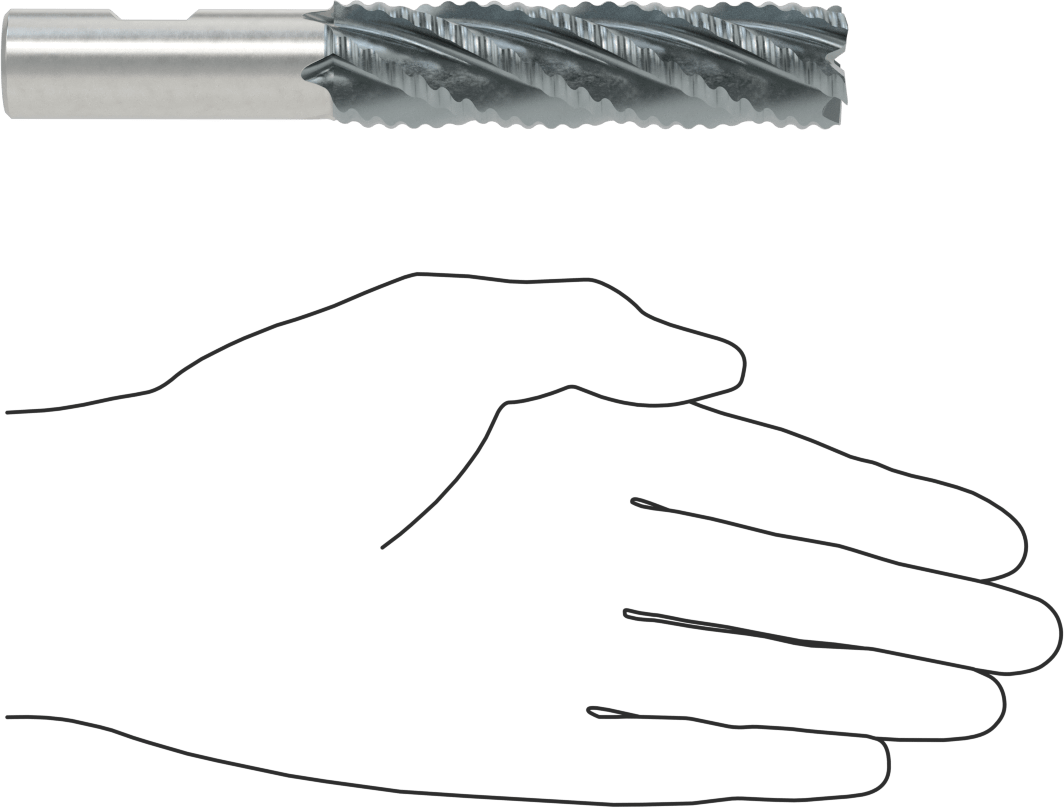 Kaba İşleme Kobalt Çelik Kare Uçlu Freze, TICN, 5 Oluklu, 7/8" Freze Çapı, 5-3/4" Toplam Uzunluk, Kaba