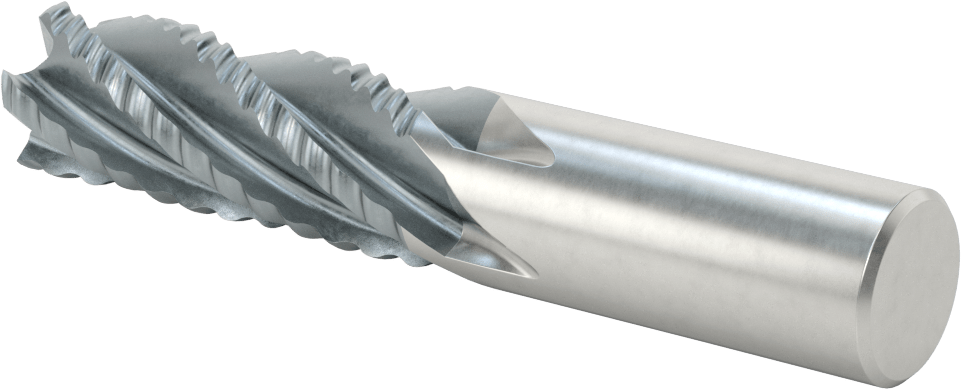 Kaba İşleme Kobalt Çelik Kare Uçlu Freze, TICN, 5 Oluklu, 1" Freze Çapı, 5-1/2" Toplam Uzunluk, Kaba