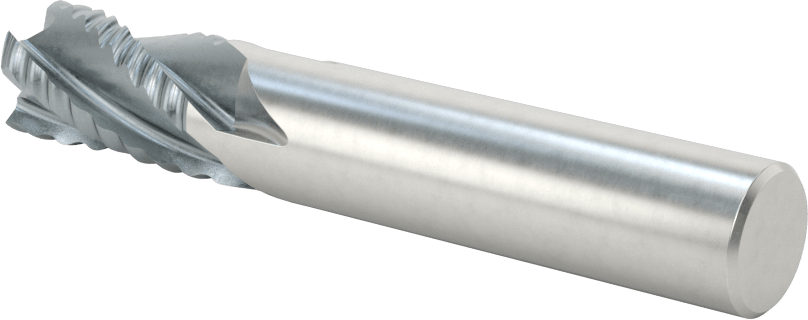 Kaba İşleme Kobalt Çelik Kare Uçlu Freze, TICN, 4 Kanallı, 1/2" Freze Çapı, 3" Toplam Uzunluk, Kaba