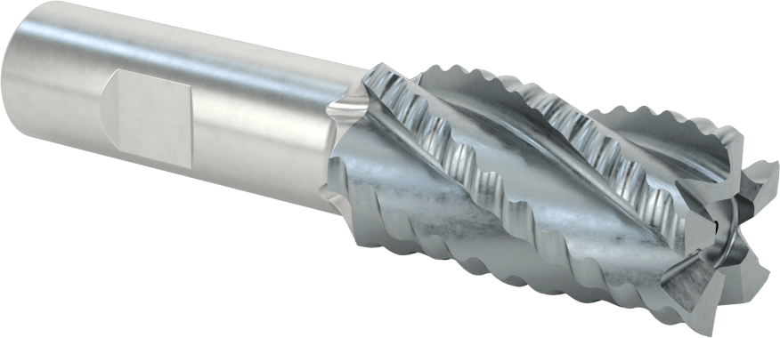 Kaba İşleme Kobalt Çelik Kare Uçlu Freze, TICN, 5 Oluklu, 1" Freze Çapı, 4-1/4" Toplam Uzunluk, Kaba