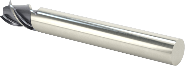 Paslanmaz Çelik ve Titanyum için Karbür Uçlu Freze, Yuvarlak Kenarlı, Kare Uç, 1/4" Freze Çapı, 3/8" Kesme Uzunluğu