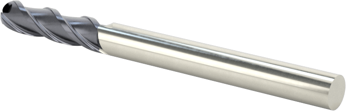 Paslanmaz Çelik ve Titanyum için Karbür Uçlu Freze, Bilyalı Uç, 1/8" Freze Çapı, 1/2" Kesme Uzunluğu
