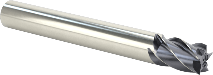 Paslanmaz Çelik ve Titanyum için Karbür Uçlu Freze, AlTiN Kaplamalı, 1/4" Freze Çapı, 3/8" Kesme Uzunluğu