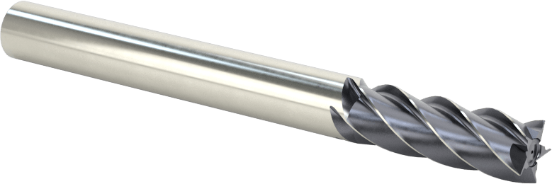 Paslanmaz Çelik ve Titanyum için Karbür Uçlu Freze, AlTiN Kaplamalı, 1/4" Freze Çapı, 3/4" Kesim Uzunluğu