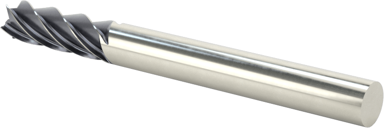 Paslanmaz Çelik ve Titanyum için Karbür Uçlu Freze, AlTiN Kaplamalı, 1/4" Freze Çapı, 3/4" Kesim Uzunluğu