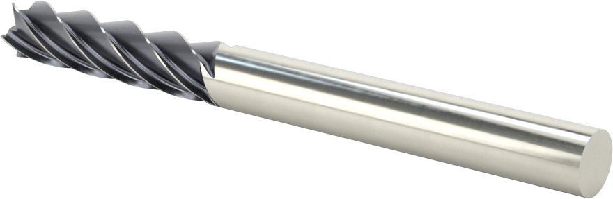 Paslanmaz Çelik ve Titanyum için Karbür Uçlu Freze, AlTiN Kaplamalı, 3/8" Freze Çapı, 1-1/2" Kesme Uzunluğu