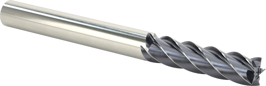 Paslanmaz Çelik ve Titanyum için Karbür Uçlu Freze, AlTiN Kaplamalı, 3/8" Freze Çapı, 1-1/2" Kesme Uzunluğu