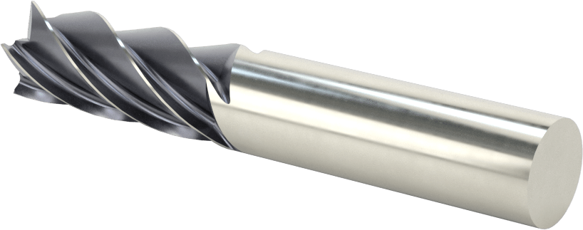 Paslanmaz Çelik ve Titanyum için Karbür Uçlu Freze, AlTiN Kaplamalı, 1/2" Freze Çapı, 1-1/4" Kesme Uzunluğu